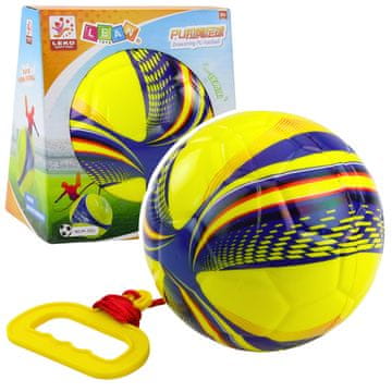 slomart LEAN TOYS Otroška žoga s vrvico in ročajem, rumena, 14 cm