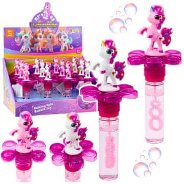 slomart Mehurčki LEAN TOYS enorožec, vrteč cvet, LED luč, 20cm