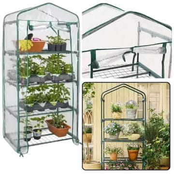 slomart LEAN Mini rastlinjak za balkon/vrt, 4 police, PVC folija
