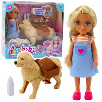 slomart Mini lutka LEAN TOYS Ankiki s psičkom in mladiči, 13 cm