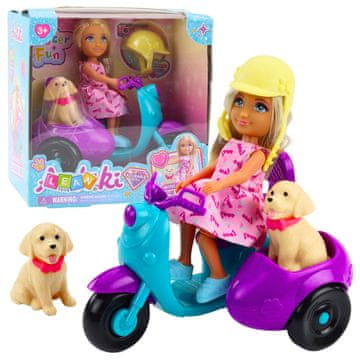 slomart Mini lutka LEAN TOYS Ankiki na skiroju s psičkom