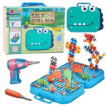 slomart LEAN TOYS komplet dinozavri za sestavljanje v kovčku, 228 delov