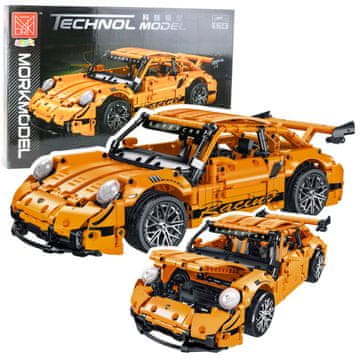 slomart Konstrukcijski kolesi LEAN TOYS - GT Racing avto, oranžni, 1:14, 1268 el.