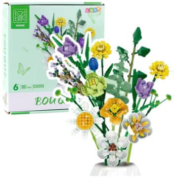 slomart Gradbene kocke LEAN TOYS - Dekorativni šopek cvetlic (997 el., 13 vrst)