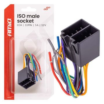 AMIO Integriran moški konektor ISO CCA 13-PIN 5A 12V amio-04445
