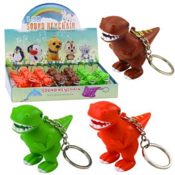 slomart Brelok Dinozaver LED z zvokom, zelena, mini svetilka