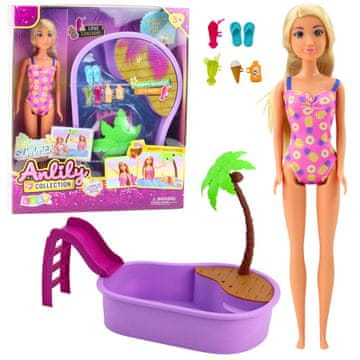 slomart Komplet lutka Anlily na plaži, bazen, palma, dodatki