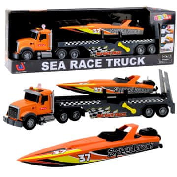 slomart Lean Toys tovornjak Sea Race Truck z nakrčjivo motornjako, luči, zvoki