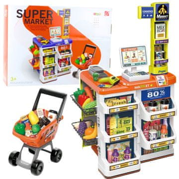slomart LEAN TOYS Supermarket komplet: blagajna, voziček, skener