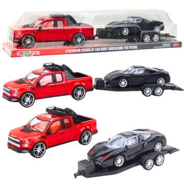 slomart LEAN TOYS Terensko vozilo z avtovleko in športnim avtomobilom, rdeče