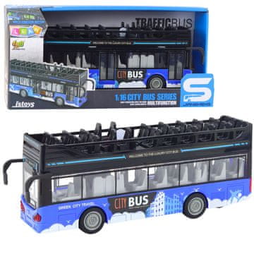 slomart LEAN TOYS Dvoplaščni mestni avtobus 1:16, mestni, modri