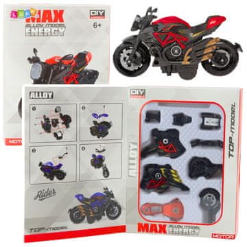 slomart Motocikel za sestavljanje LEAN TOYS, kovinski, 1:14, DIY, oranžen
