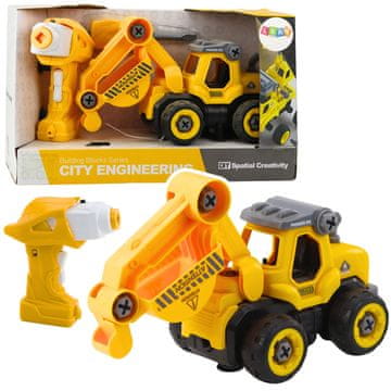 slomart LEAN TOYS Bager za sestavljanje z RC pilotom in vijačnikom, rumeno-siv