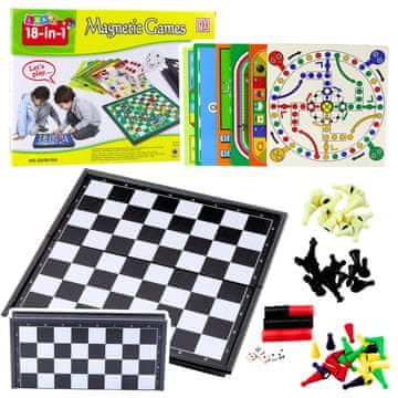 slomart Set 18 v 1 družabnih iger: šah, spominske igre, Ludo in druge