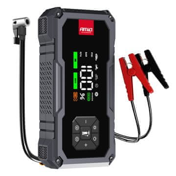 AMIO 4-v-1 zagonski kabel, ojačevalnik, prenosna baterija, kompresor, LED svetilka, 12V 7,2Ah 600A PRO amio-04674
