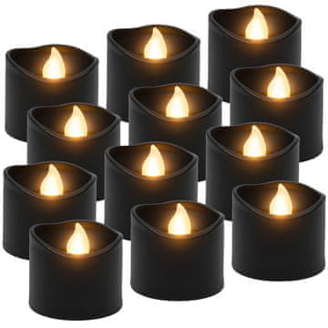 slomart LED sveče RUHHY - Črna, 12 kosov, 3,6cm