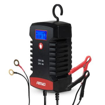 slomart AMiO PRO HOOK digitalni polnilnik akumulatorjev 8A, 12V/24V, za AGM, Gel, LFP