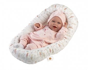 slomart Llorens Mimi, smejoča se punčka dojenček 42 cm s kokonom