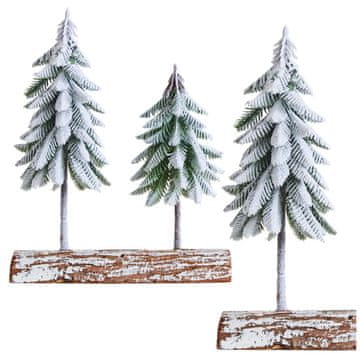 slomart LEAN Božični okras z dvema smrekama na leseni podlagi, 34 cm