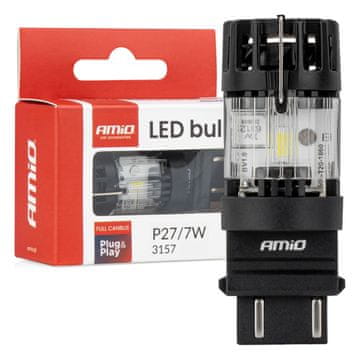 slomart AMiO Lumitec 3157 P27/7W LED žarnica, 12V, Full Canbus, bela