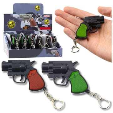 slomart Mini pištola rewolwer obesek za ključe LED laser 6,5 cm LEAN TOYS