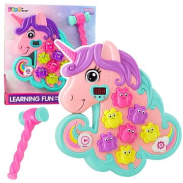 slomart LEAN TOYS Igra udari krtka (enorožec), z lučmi in zvoki
