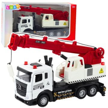 slomart LEAN TOYS Tovornjak z dvigalom, kovinska kabina, nastavljiv krak, luči, zvoki