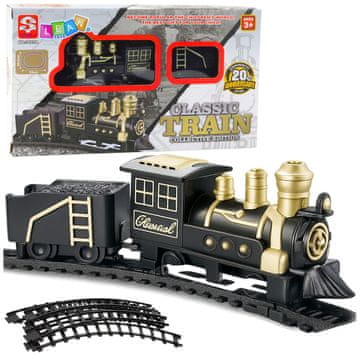slomart LEAN TOYS Klasični vlak s tiri, lokomotiva, vagon, 53 x 48,5 cm