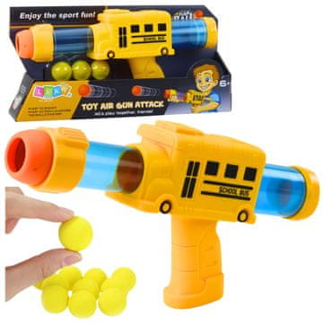 slomart Pištola na mehke pene Autobus LEAN TOYS, Rumena, 6 kom.