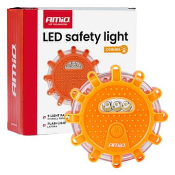AMIO Avtomobilska zasilna svetilka s funkcijo bliskavice, 12SMD+3SMD, 650mAh (baterija), oranžna lučka, amio-04829
