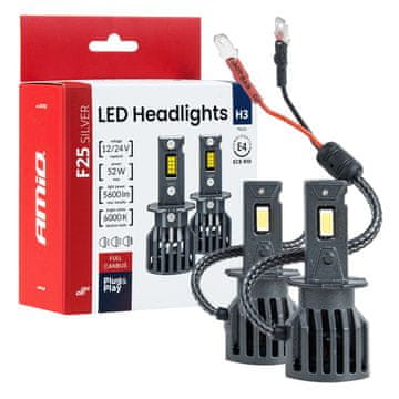 slomart Avtomobilske LED žarnice AMiO F25 Silver Full Canbus H3 52W