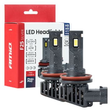 slomart Avtomobilske LED žarnice AMiO F25 Silver Full Canbus H8/H9/H11/H16 62W