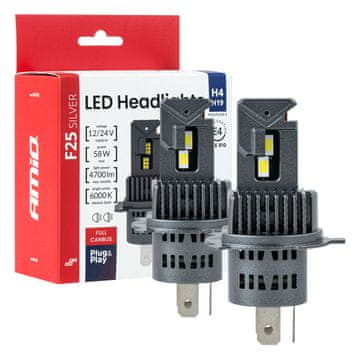 slomart Avtomobilske LED žarnice AMiO F25 Silver Full Canbus H4/H19 58W