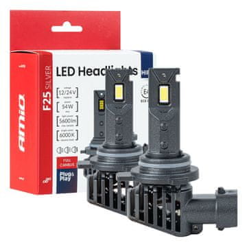 slomart Avtomobilske LED žarnice AMiO F25 Silver Full Canbus HIR2 (9012) 54W