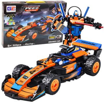 slomart Kocke konstrukcijske: oranžna dirkalna avtomobila ali robot (2v1)