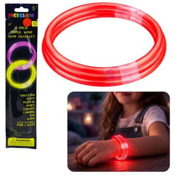 slomart Trojna fluorescentna zapestnica Glow Stick, ki se sveti v temi
