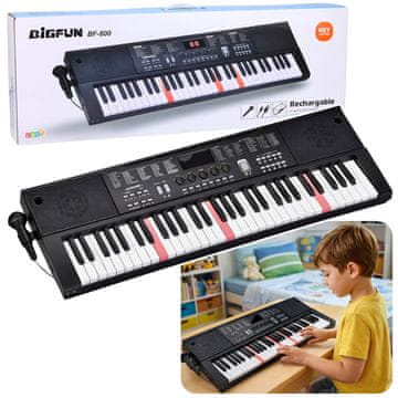 shumee Električni klavir s klaviaturo in mikrofonom, 200 zvokov, 61 tipk, 78 cm