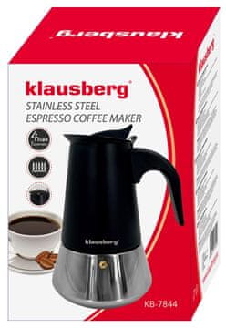 slomart Zaparzacz do kawy espresso, stal nierdzewna, 4 filiżanki, czarny/srebrny, klausberg, kb-7844