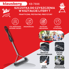 slomart Krtača za čiščenje žara Klausberg KB-7898, nerjavno jeklo, plastičen ročaj