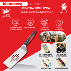 slomart Grill lopatka Klausberg KB-7897, 36 cm, nerjavno jeklo, plastičen ročaj