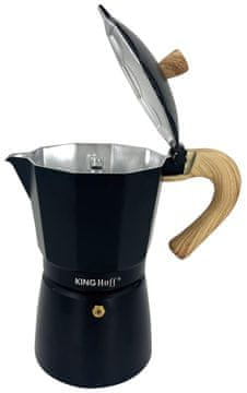 slomart Kavos aparat za espresso KING Hoff KH-1886, 6 skodelic, aluminij, črn/les
