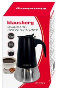 slomart Zaparzacz do kawy espresso, stal nierdzewna, 6 filiżanek, czarny/srebrny, klausberg, kb-7845
