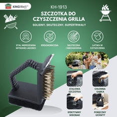 slomart Krtača za čiščenje žara Kinghoff KH-1913, 3v1: strgalnik + gobica + krtača