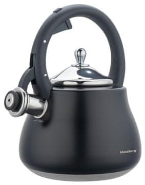 slomart Klausberg kotliček za vodo KB-7918, inox, črn, 2,8l, s piščalko