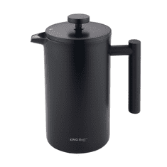 slomart KING Hoff French press, 1l, mat črn, leseni ročaj