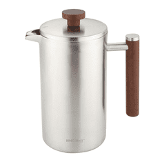 slomart KING Hoff French press, 1l, dvojna stena, leseni ročaj
