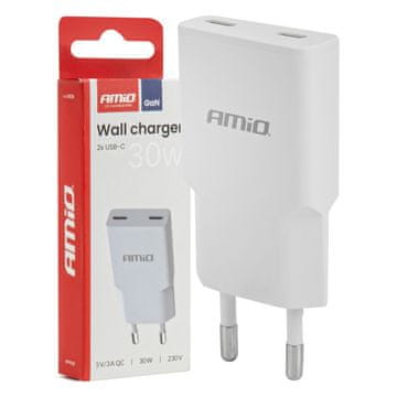 slomart AMiO Omrežni polnilnik 230V 30W GaN 2x USB-C