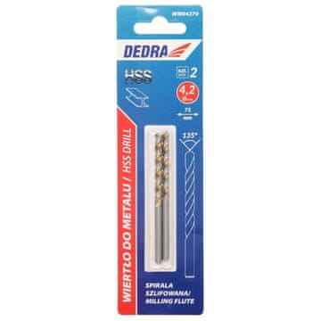 slomart Dedra Wiertło za kovino HSS 4341, 135, 4,2x75mm, 2 kos