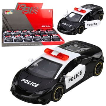 slomart Policijski športni avtomobil, kovinski, na vleko, črn 1:43