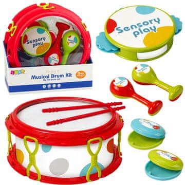 slomart Glasbeni instrumenti za otroke: boben, ropotulje, tamburin, kastanjete